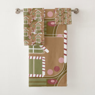 Gingerbread Huis Camper Roze Bad Handdoek