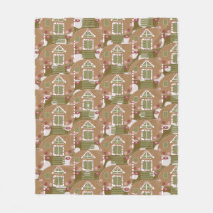 Gingerbread Huis Camper Roze Fleece Deken