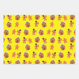 Gingerbread Huis en Mannen Kerstmis Inpakpapier Vel