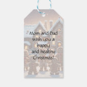 Gingerbread huis en schattige peperkoek familie cadeaulabel (Achterkant)