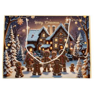 Gingerbread huis en schattige peperkoek familie groot cadeauzakje