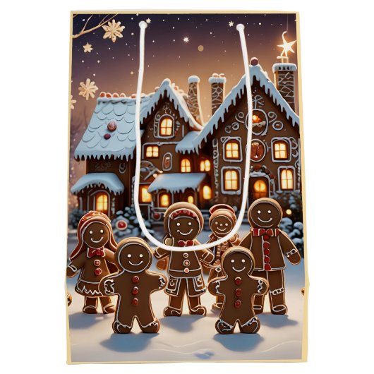 Gingerbread huis en schattige peperkoek familie medium cadeauzakje (Achterkant)