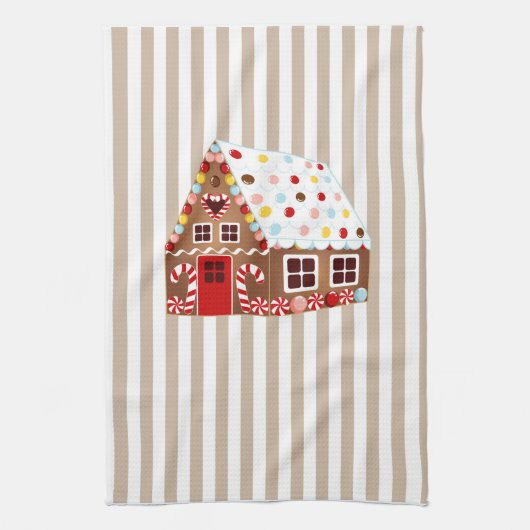 Gingerbread Huis keukenhanddoek (Verticaal)