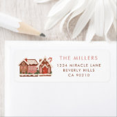 Gingerbread Huis Modern Vrolijk Kerstfeest Etiket (Insitu)