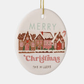Gingerbread Huis Modern Vrolijk Kerstfeest Keramisch Ornament (Rechts)
