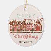 Gingerbread Huis Modern Vrolijk Kerstfeest Keramisch Ornament (Links)