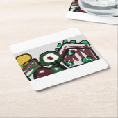 Gingerbread huis vreugde liefde vierkante kartonnen onderzetter (Schuin)