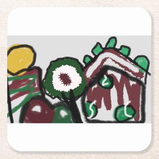 Gingerbread huis vreugde liefde vierkante kartonnen onderzetter (Voorkant)