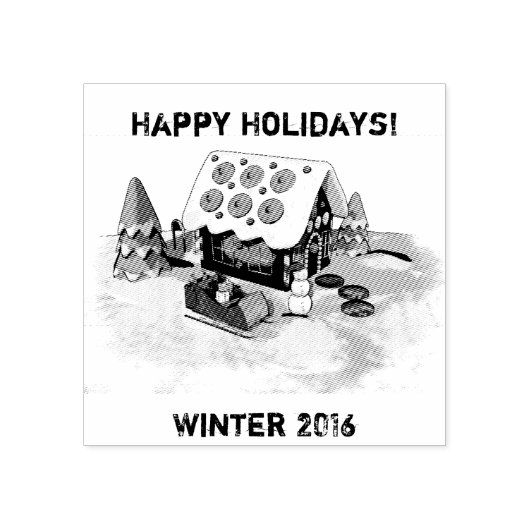 Gingerbread huis Winter Feestdagen Stamper Rubberstempel (Afrduk)