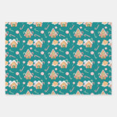 Gingerbread Huizen & Candy Canes Set Inpakpapier Vel (Voorkant)