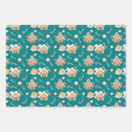 Gingerbread Huizen & Candy Canes Set Inpakpapier Vel