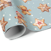 Gingerbread Huizen en Mannen Cadeaupapier (Rol Hoek)