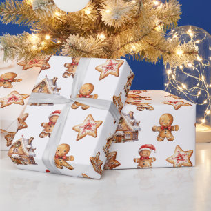 Gingerbread Huizen en Mannen Cadeaupapier