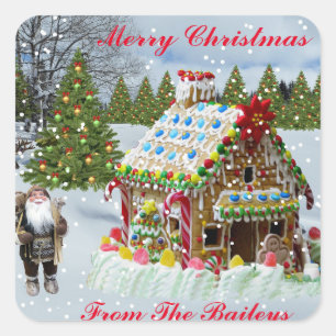 GINGERBREAD HUUSE VIERKANTE STICKER