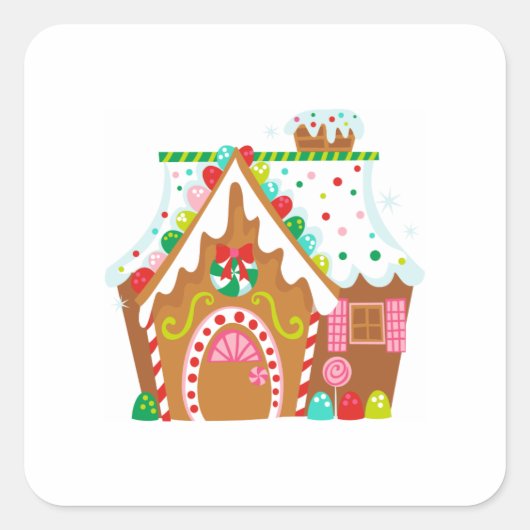 GINGERBREAD HUUSE VIERKANTE STICKER (Voorkant)