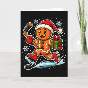 Gingerbread IJshockeyspeler Sportliefhebber Kerstm Kaart