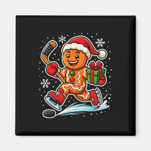 Gingerbread-ijshockeyspeler sportliefhebber Kerstm Magneet