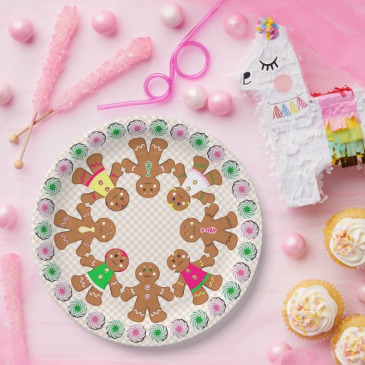 Gingerbread jongens en meisjes cheques papieren bordje (Feest)