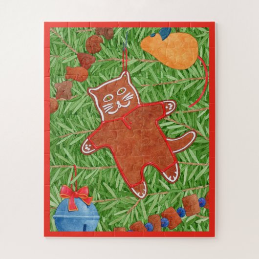 GINGERBREAD KAT 16x20 Grote Stukken Puzzel (Verticaal)