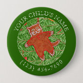 GINGERBREAD KAT Child ID Button - Groen (Voorkant)