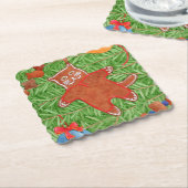 GINGERBREAD KAT geschulpte vierkante Onderzetters (Gebogen)