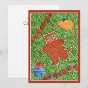 GINGERBREAD KAT Meowy Christmas 5x7 Kaart 3