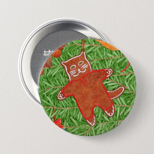 GINGERBREAD KAT Ronde Pin Button (Voorkant /achterkant)