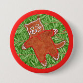 GINGERBREAD KAT Ronde Pin Button / Rood (Voorkant)