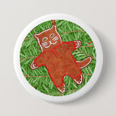 GINGERBREAD KAT Ronde Pin Button / Wit (Voorkant)