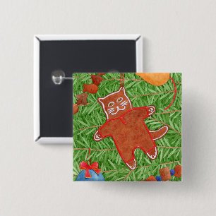 GINGERBREAD KAT Vierkante Pin Button