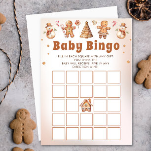 Gingerbread Kerst Baby shower Bingo Spel Kaart