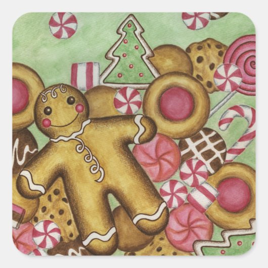 Gingerbread Kerst sticker (Voorkant)