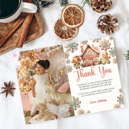 Gingerbread Kerstkoekje Verjaardagsfoto Bedankkaart