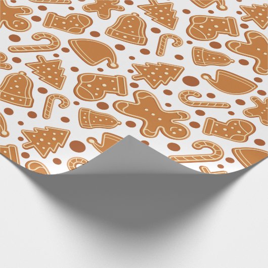 Gingerbread Kerstkoekjes Wit Naadloos Cadeau Cadeaupapier (Hoek)