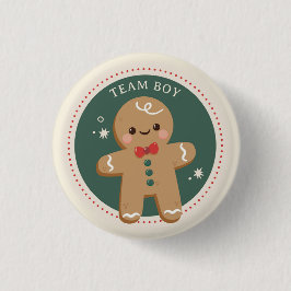 Gingerbread Kerstmis Geslacht onthullen Team jonge Ronde Button 3,2 Cm