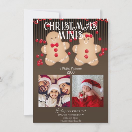Gingerbread Kerstmis Minis Fotografie Flyer Kaart (Voorkant)