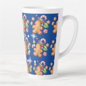 Gingerbread Kerstmis Pepermunt Blauw Naam Sneeuw Latte Mok (Rechts)