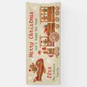 Gingerbread Kersttrein en vliegtuig Cartoon Spandoek (Verticaal)