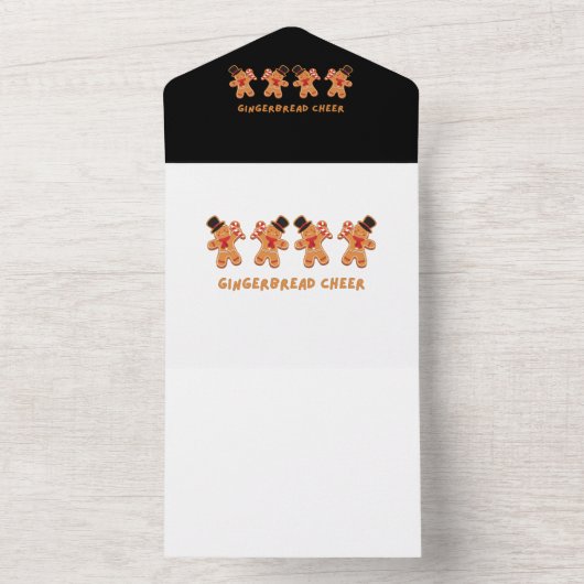 Gingerbread Kerstvreugde All In One Uitnodiging (Binnen)