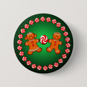 GINGERBREAD KIND & SNOEP van SHARON SHARPE Ronde Button 5,7 Cm