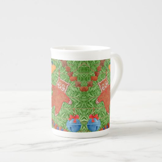 GINGERBREAD KITTY Bone China Mug (Devant droit)