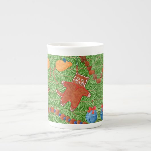 GINGERBREAD KITTY Bone China Mug (Devant)