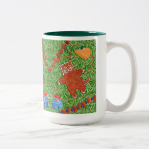 GINGERBREAD KITTY Grand Chasseur Vert Mug Deux Ton