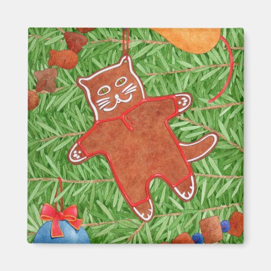 GINGERBREAD KITTY Magnet Carré (Devant)