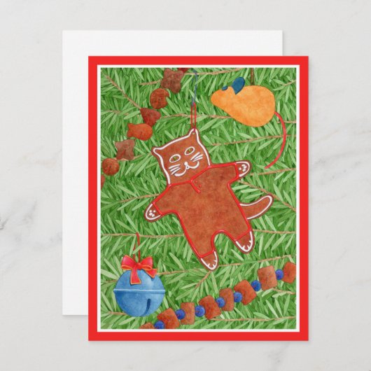 GINGERBREAD KITTY Meowy Noël 4.25x5.5 Carte II (Devant / Derrière)