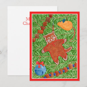 GINGERBREAD KITTY Meowy Noël 4.5x6.25 Carte II