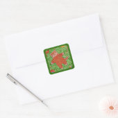 GINGERBREAD KITTY Stickers petit Carré / Vert (Enveloppe)
