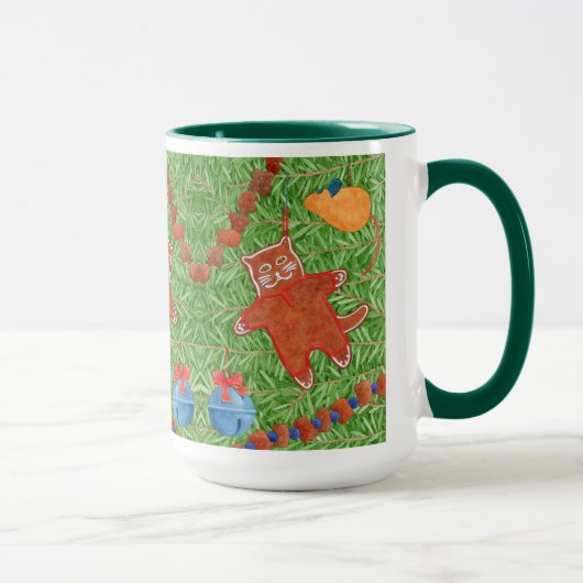 GINGERBREAD KITTY Tall Hunter Green Combo Mug (Droite)