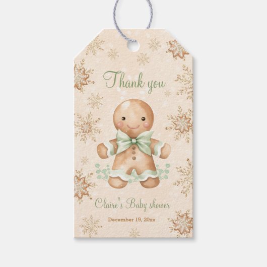 Gingerbread Klein Man Kerst Baby shower Labels Cadeaulabel (Voorkant)