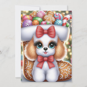 Gingerbread Knuffels: Een Kerstpoedel Delight Kaart